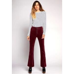 CURRENT/ELLIOTT The Side Street High Rise Flare Velvet Pants Claret 29 NWT $228